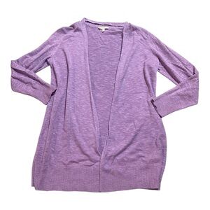 Eileen Fisher Open Front Lightweight Cardigan Sz PM 56% Linen 44% Cotton Purple